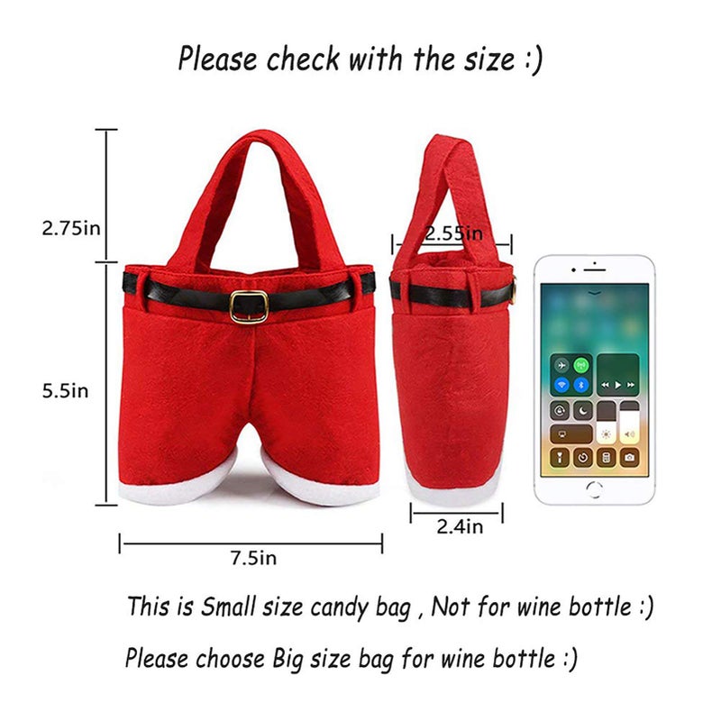 MSQ 6PCS Christmas Decorations Gift Bags Candy Bags Santa Pants Style Lovely Treat Bags for Wedding Holiday New Year Holiday - Image 4